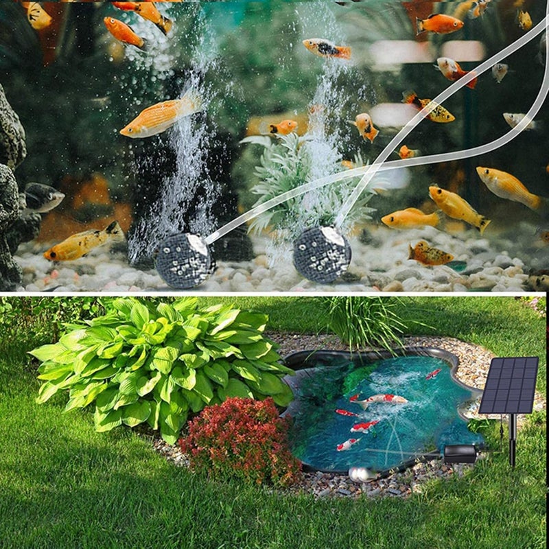 woobles Solar Water Air Pump,2.5W Solar Oxygen Air Fountain Pump Battery with Air Hoses and Bubble Stones - Air Bubble for Fish Tank, 3 Mode&No Noise Solar Pond Aerator for Pond Fishing Pool Oxygen - Image 3